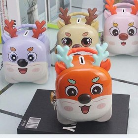 Resim Geyik Temalı Çocuklar İçin Kumbara, Kilit ve Anahtarlı Para Biriktirme Kutusu 