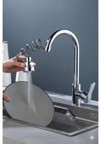 Resim Sardıcı Yüksek Kaliteli Su Tasarruflu Esnek Hortumlu 3 Fonksiyonlu Uzatılabilir Hortumlu Musluk Başlığı 