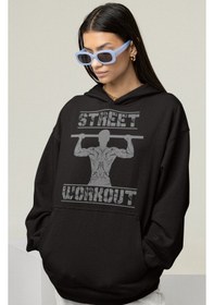 Resim Sevbano Street Workout Calisthenics Fitness Baskılı Unisex Oversize Sporc Siyah 