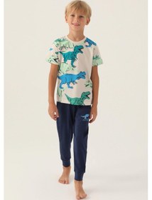 Resim Rolypoly Roly Poly 3360 Dinosaur Erkek Çocuk Pijama Takımı İndigo 