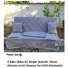 Resim Mandaş Süngerli 2 Kişilikk Salıncak Minder Seti Pamuklu Kumaş -g Gri 