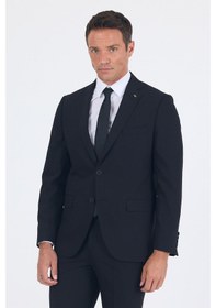 Resim İmza Siyah Mono Yaka Gabardin Astarlı Tek Yırtmaç Esnek 6 Drop Comfort Fit Basic Takım Elbise 1001255010 