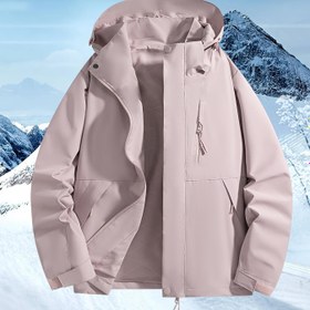 Resim İlkbahar ve Sonbahar Kadın Ceketi, Rüzgar Geçirmez Polyester Kumaşlı Uzun Kollu Fermuarlı Kapüşonlu Çıkarılabilir Ön Flaplı Outdoor Rahat Mont - Tırmanış, Trekking ve Seyahat İçin 
