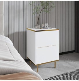 Resim İmaj Komodin Beyaz/gold 