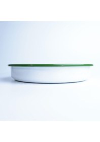 Resim Emaye Yuvarlak Fırın Tepsisi Beyaz Kordon Yeşil Beyaz - Yeşil 