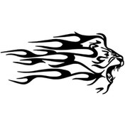 Resim Alevli Aslan Kafası - Araç, Oto, Laptop, Duvar Uyumlu Sticker 60 30 Cm 