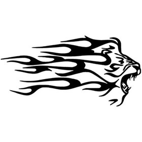 Resim Alevli Aslan Kafası - Araç, Oto, Laptop, Duvar Uyumlu Sticker 60 30 Cm 