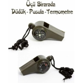 Resim Pusulalı Termometreli Düdük - Survival Askılı Düdük 