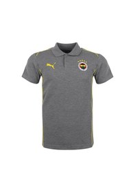 Resim Fenerbahçe Lisanslı 2024/25 A Takım Polo Yaka Gri T-shirt + Şal Kaşkol Set Ahşap Kutulu Gri - Beyaz 