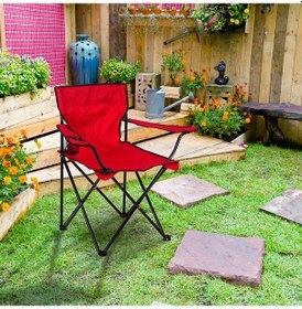 Resim Katlanabilir Kamp Sandalyesi Kırmızı Kırmızı 