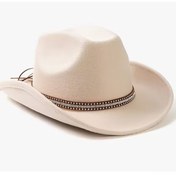 Resim Ximistore9 Klasik Koyu Kahverengi Western Kemerli Felt Şapka - Geniş Kenar Güneş Koruyucu, 56-58cm, Unisex, 65% Pamuk 35% Poliester Siyah 