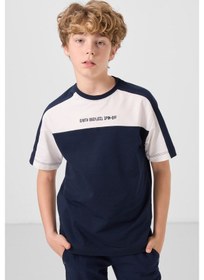 Resim Tommylife Lacivert Pamuklu Yumuşak Dokulu Oversize Fit Baskılı Erkek Çocuk T-shirt - 11290 Lacivert 