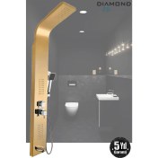 Resim Tesitay Robot Duş Panel Banyo Duş Seti Gold / Altın Kolon Robot Duş Takımı Masajlı Pirinç Banyo Duş Başlığı 