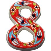 Resim Yılmazel Seramik Lale Desende Kapı Numarası Kırmızı 8 