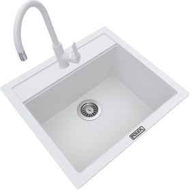 Resim Polex Cristal Lux Granit Eviye P-08+Swan-3 Beyaz 