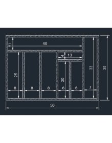 Resim 50X35 cm Ayfiwood Ahşap Kaşıklık Çekmece Içi Yemek Takımı ve Servis Gereçleri Düzenleyici Organizer 