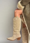 Resim Fox Shoes T267765202 Bej Süet Kovboy Model Kadın Çizme 