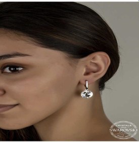 Resim Swarovski Crystal Taşlı Gümüş Beyaz Sallantılı Kadın Küpe Diğer 