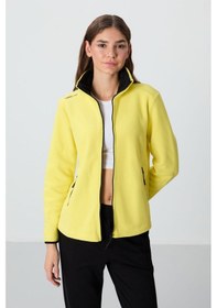 Resim Tommy Life Limon Dik Yaka Fermuarlı Rahat Form Kadın Polar Sweatshirt - 97173 Limon Sarısı 