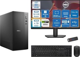 Resim Dell Tower ECT1250 Intel® Core™ İ7-14700 32GB Ddr5 4tb SSD 6GB/RTX3050 WIN11PRO +23.8" Monitör Tower Masaüstü Bilgisayar 24RPLSR00723P15+ZETTAUSBBELLEK 