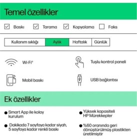 Resim Hp 2878 Deskjet Yazıcı + Tarayıcı + Fotokopi + Wifi Renkli Mürekkep Püskürtmeli Yazıcı + A4 Hediye 
