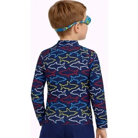 Resim Denokids Uv Korumalı Erkek Çocuk Mayo T-Shirt Uvp+50 Faktör Koruma Uzun Kollu Köpekbalığı 