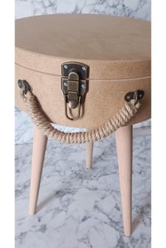 Resim BENGİ TİCARET Hobi 90190 Adn Bavul Yuvarlak Fiskos Sehpa HAM Ahşap Mdf Kutuda Sevk El Yapım 