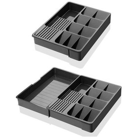 Resim Omnipazar Sy-5125 Plastik Çekmece İçi Ayarlanabilir Kaşıklık Düzenleyici Antrasit Antrasit Gri 