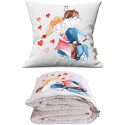 Resim Love 4 Tv Battaniyeli Opsiyonel Dekoratif Araç İçi Yastık Çok Renkli 