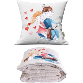 Resim Love 4 Tv Battaniyeli Opsiyonel Dekoratif Araç İçi Yastık Çok Renkli 