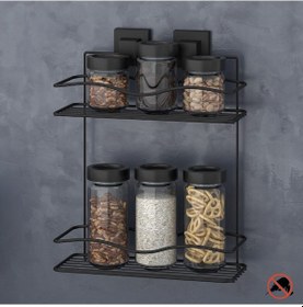 Resim Teknotel Easyfıx Yapıskanlı 2 Katlı Mutfak Rafı Mat Siyah Ef042 Siyah 