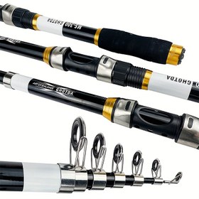 Resim Fiberglas ve Karbon Fiberden Üretilmiş Uzun Mesafe Teleskopik Deniz Balıkçılığı Çubuğu, Taşınabilir Kompakt Tasarım, Orta Eylem, Beş Boyutta Mevcut: 210/240/270/300/360, Tüm Su Türleri İçin Uygun, Başlangıç Seferleri İçin Gerekli. 