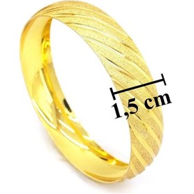 Resim Altın Kaplama Yan Çizgili Bilezik 1.5 Cm Blz-3045 Altın 