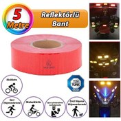 Resim 5 Mt Reflektörlü Reflektif Fosforlu Araç Oto Kamyon Şerit Bant Tüvtürk Onaylı Düz Kırmızı İkaz Bandı 