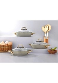 Resim Grnt3701 Marbella Plus 6 Parça Güveç Model Nardo Gri & Gold Kulp 18-22 Tencere Yeşil 