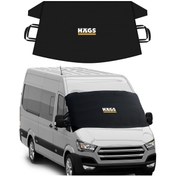 Resim HAEGS Buz ve Kar Önleyici Araç Ön Cam Örtüsü Brandası / Oto Ön Cam Koruyucu 198x114cm) XXL Siyah 