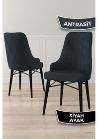Resim Canisa Neta Serisi, 1.sınıf Babyface Kumaş , Siyah Gürgen Ayak, 8 Adet Antrasit Mutfak Sandalye Sandalye Antrasit Ayaklar Siyah 