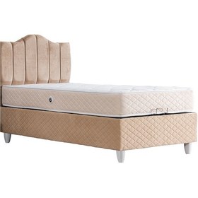 Resim Trend Tek Kişilik Baza Başlık Letto Yatak Seti Bej 90 x 190 