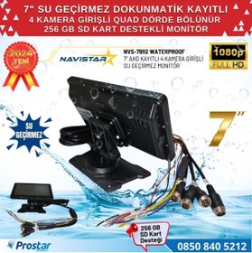 Resim Navistar 7" Su Geçirmez Dokunmatik Kayıtlı 4 Kamera Girişli 256 GB SD Destekli Monitör 