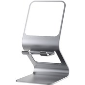 Resim Makyaj Aynası 2 İn 1 Telefon Tutucu Standı Masaüstü Standı Dizüstü Bilgisayar İpad Braketi Kaymaz Destek Gümüş 