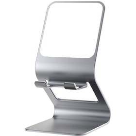 Resim Makyaj Aynası 2 İn 1 Telefon Tutucu Standı Masaüstü Standı Dizüstü Bilgisayar İpad Braketi Kaymaz Destek Gümüş 