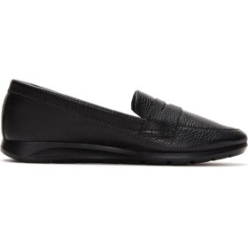 Resim Derimod Kadın Siyah Deri Konfor Loafer 26PFD1501FT 