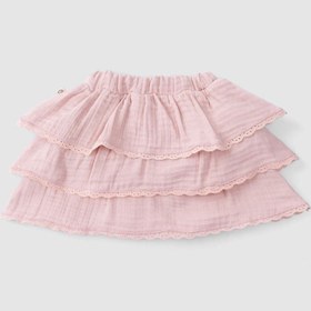 Resim Organik Pamuk Müslin Brodeli Bebek Etek Bloomerlı Pembe - Pembe / 1-2 Yaş 