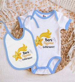 Resim Bk Kids Beni Teyzeme Götürün Tasarımlı Mavi Bebek Body Zıbın Ve M Çok Renkli 