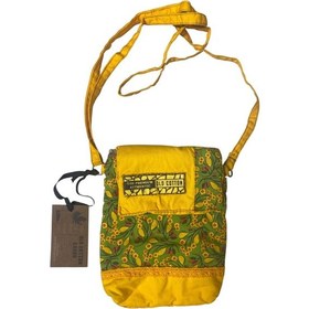 Resim Vintage Renkli Etnik Salaş Tek Bölmeli Günlük Kadın Kol Omuz Çapraz Telefon Çantası 14 Cm X 17 Cm Sarı - Yeşil 