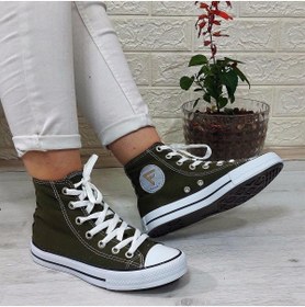 Resim Fiyra 555 Haki Uzun Unisex Sneaker Keten Spor Ayakkabı 