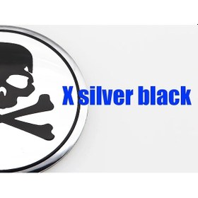 Resim Kafatası X Gümüş Siyah-68mm Gümüş Kap-4 Adet 3d Kafatası 56mm 60mm 65mm 68mm Araba Tekerleği Merkezi Poyra Kapağı 