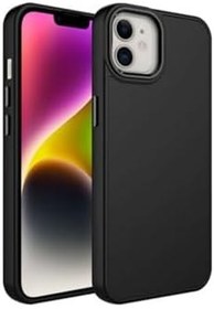 Resim iPhone 12 Kılıf Metal Çerçeve ve Buton Tasarımlı Silikon Luna Kapak + Ekran Koruma 5474 