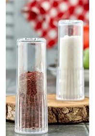 Resim 2'li Mika Kristal Tuzluk Biberlik Şefaf Çok Renkli 