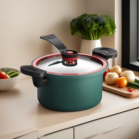 Resim 3.5L Dökme Demir Tencere - 23cm Yapışmaz Kaplama, Döner Saplı - Indüksiyon ve Gaz Ocakları için Çok Amaçlı Pişirme Kabı - Hızlı Yemek Hazırlık 